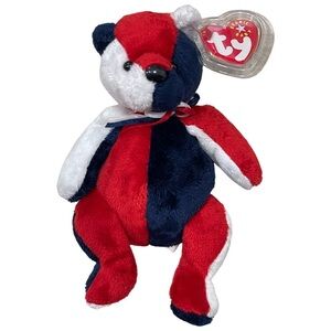 2001 Vintage TY Beanie Baby PATRIOT American Flag on Foot Plush Bear!